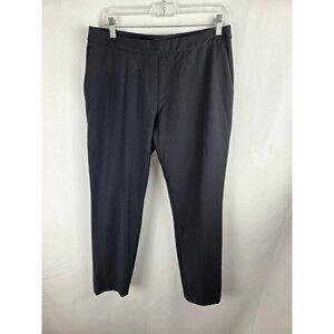 Theory Womens Black Ankle Pants Size 10 Pull On Knit Nylon Stretch Side Pockets